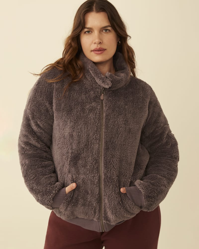 Plus Size Grace Fleece Bomber Jacket | Lilac